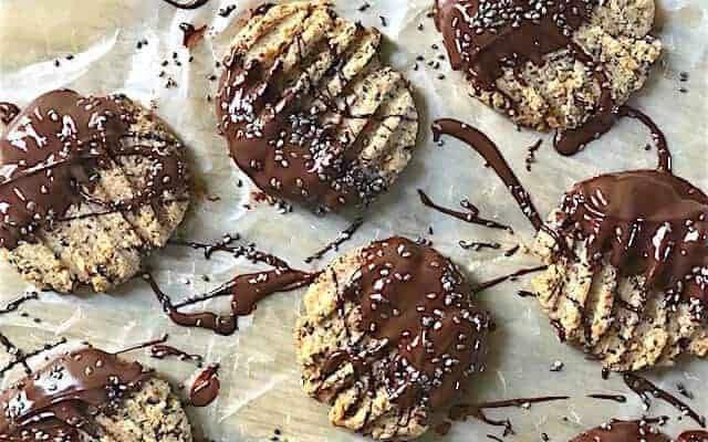 almond butter tahini chocolate cookies