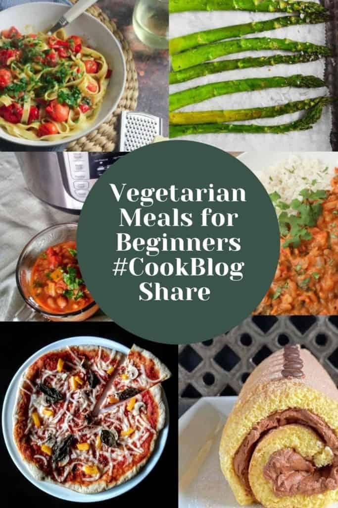 Vegetarian meals for beginners collage of 6 recipes from this post
