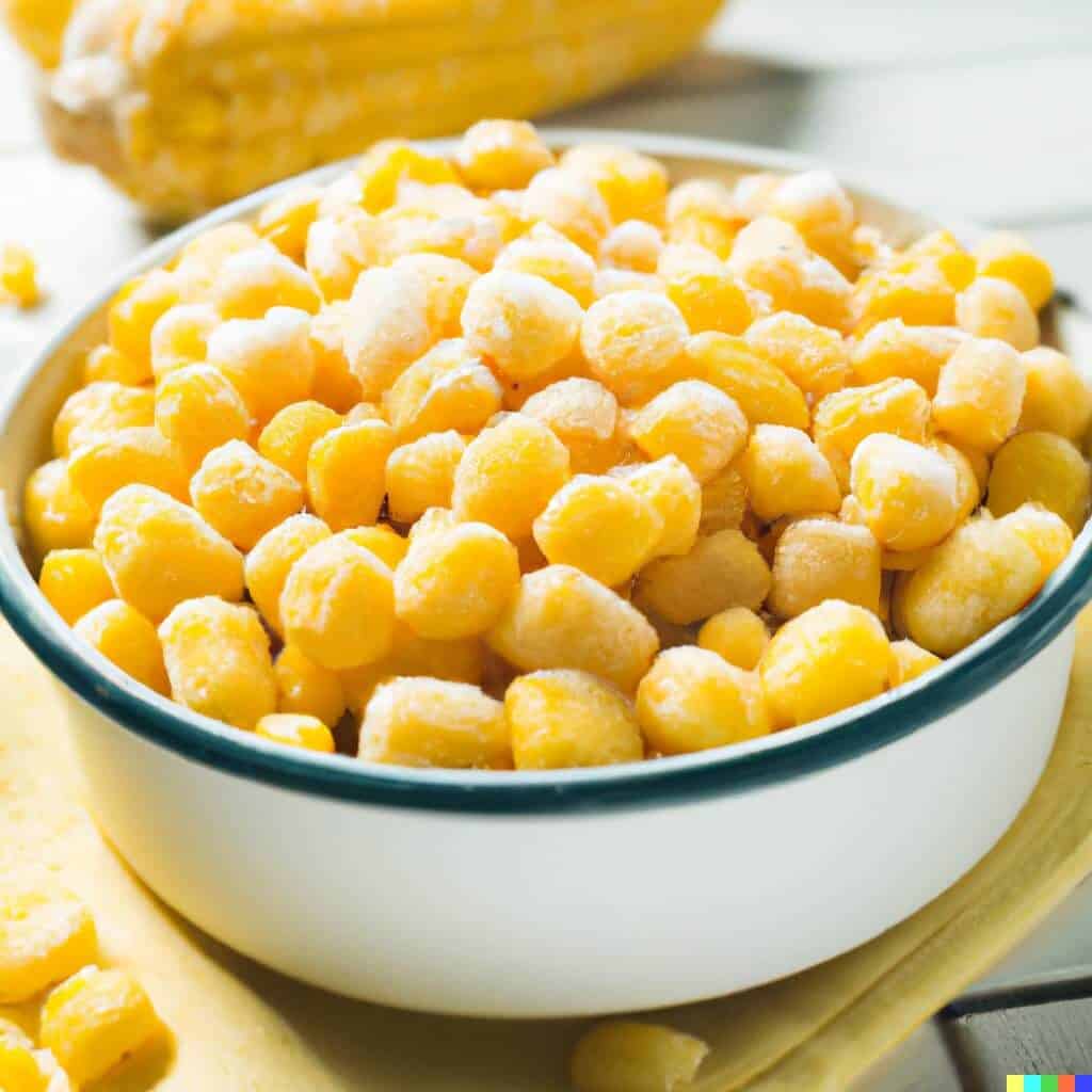 frozen corn kernals in bowl