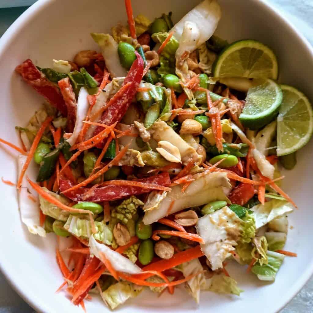 Asian-Cabbage-Salad-with-dressing in bowl